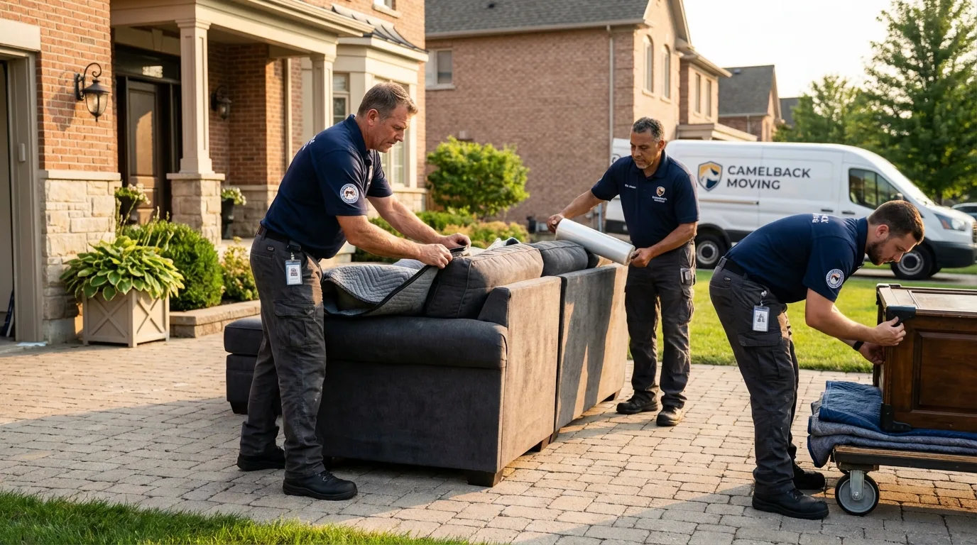 Large estate moving crew wrapping furniture in Mahopac, NY