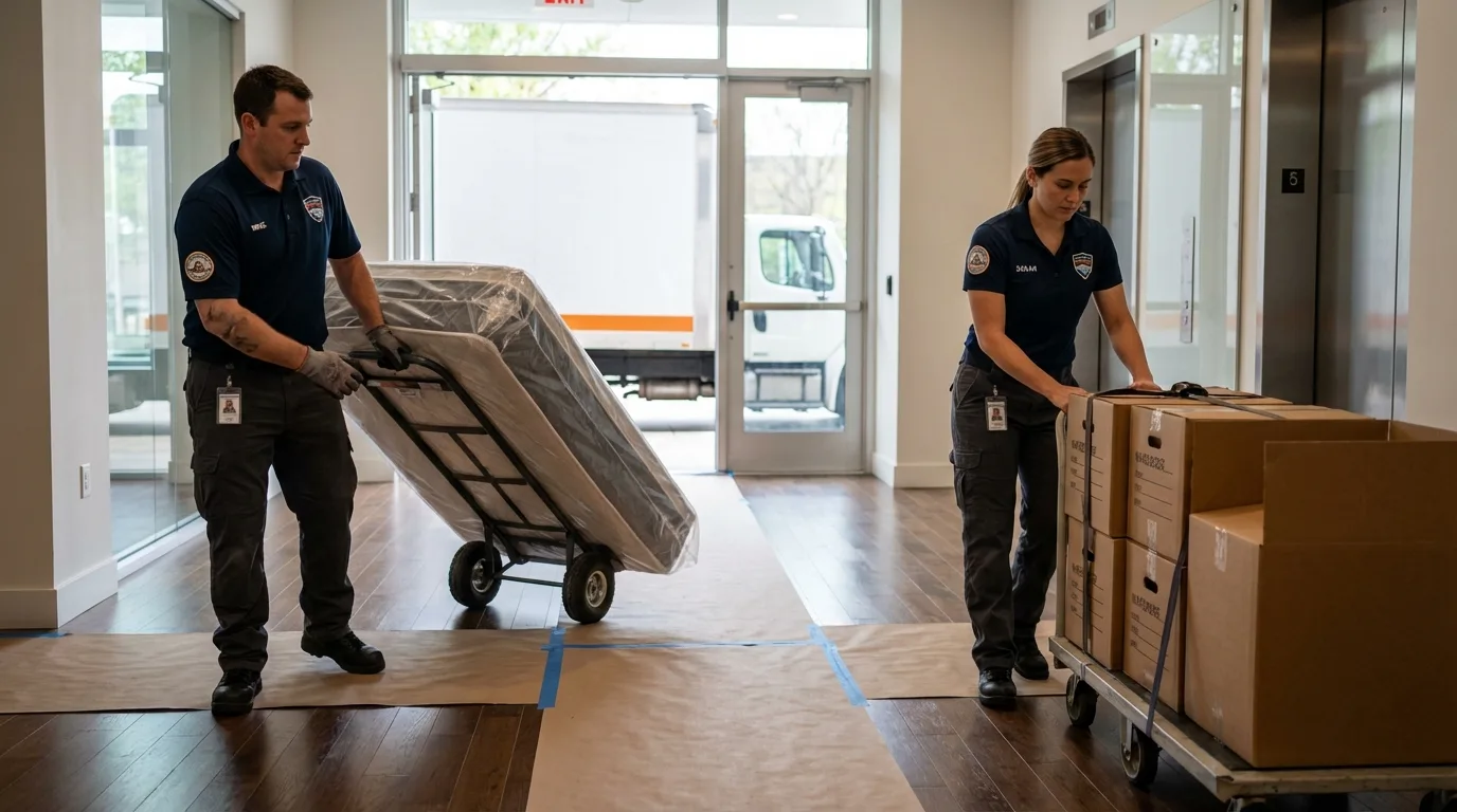 Professional apartment movers loading elevator in Mahopac, NY