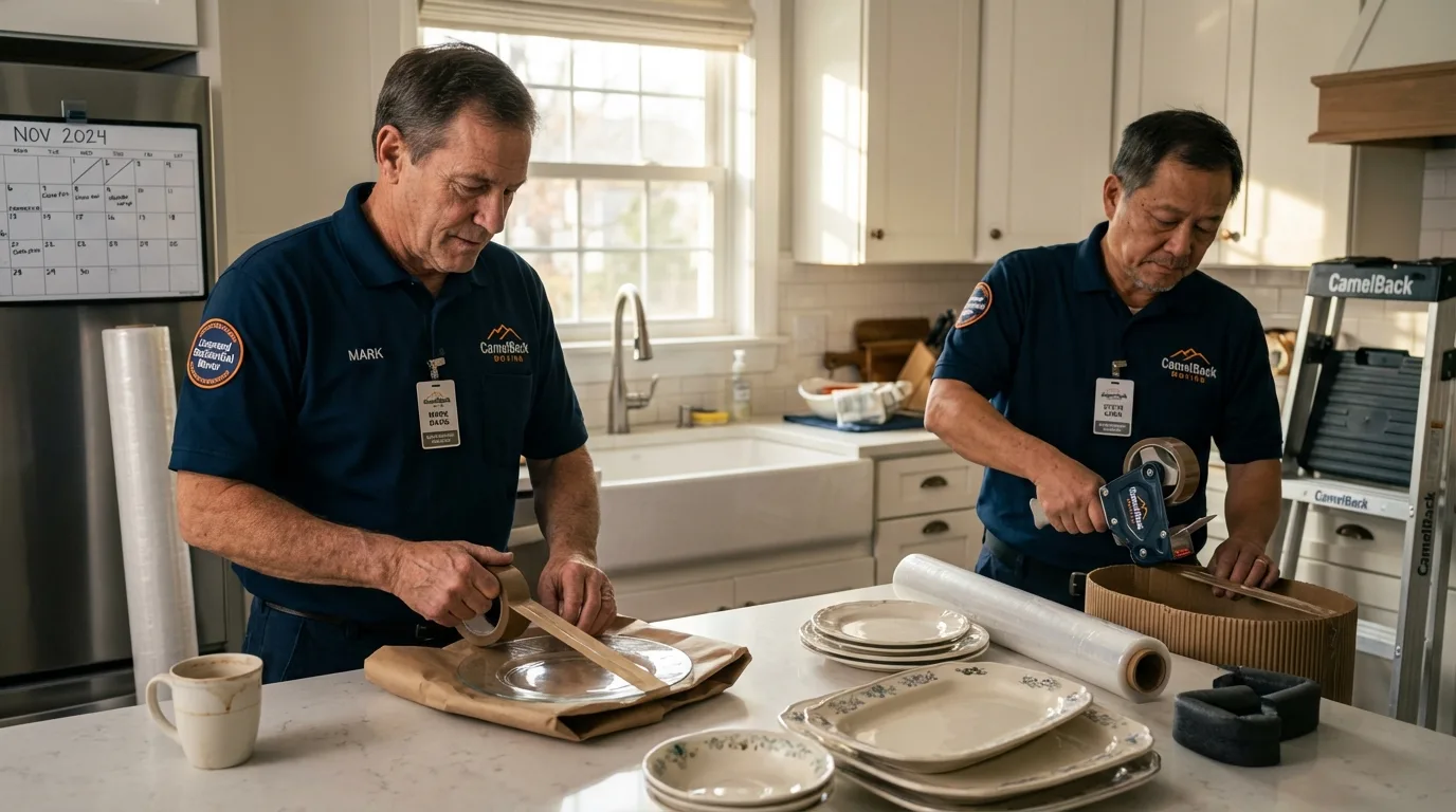 Professional crew packing kitchen dishware in Mahopac, NY